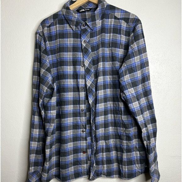 The north face long sleeve button down shirt men’s size large blue - Picture 1 of 7